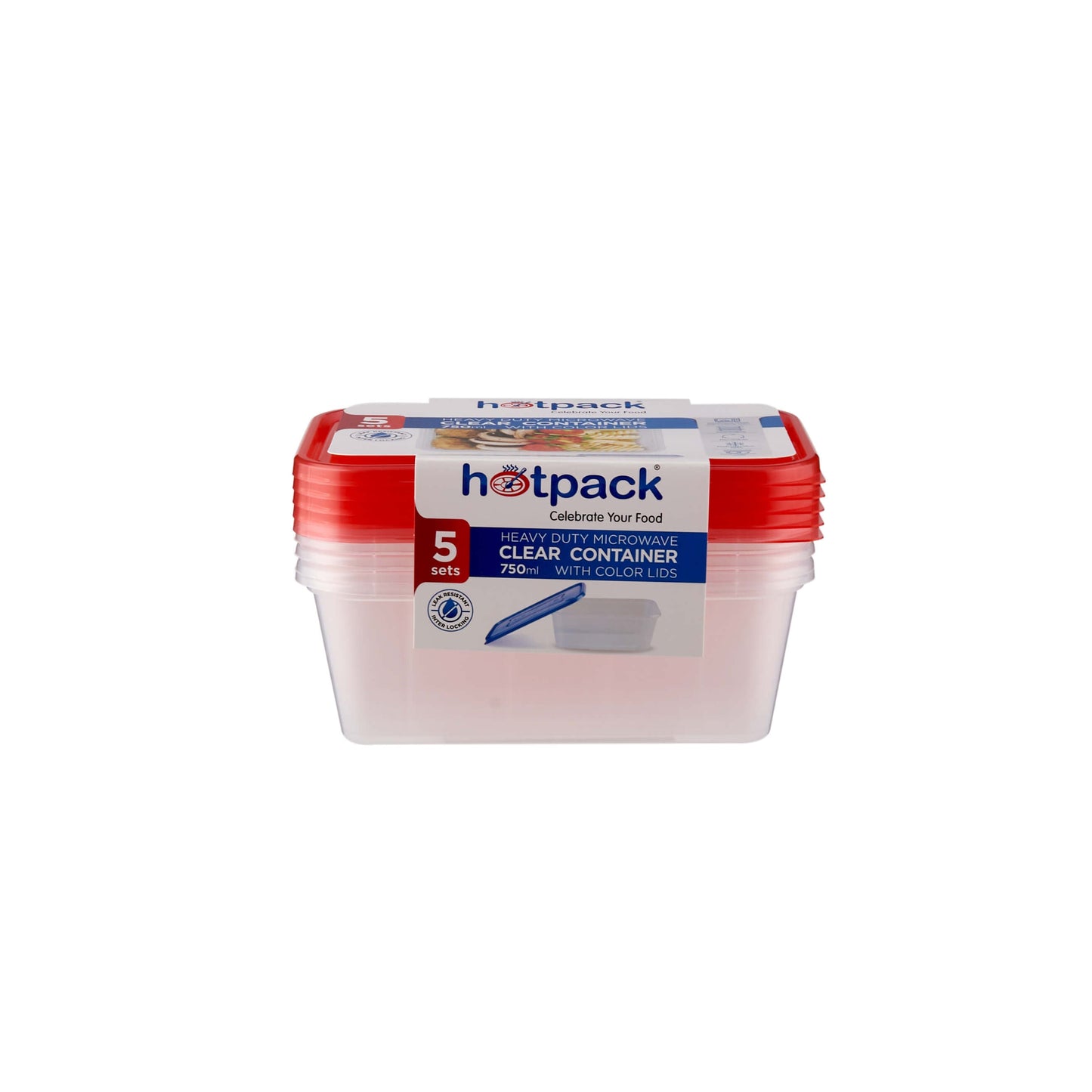 CONTENEDOR RECTANGULAR MICROONDAS 1000CC+TAPAS 5PCS