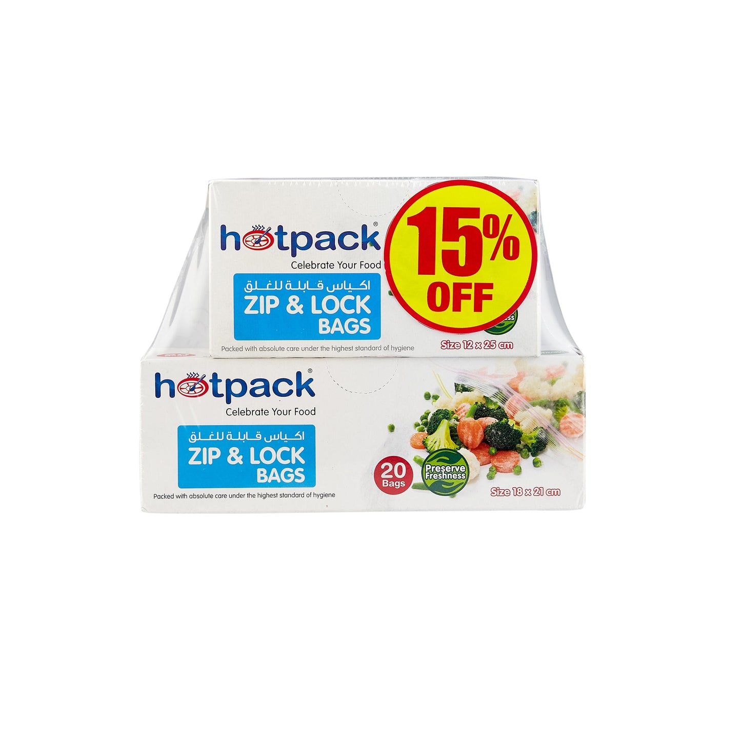 HOTPACK BOLSA ZIPPER LOCK 1821+1225 COMBO 15% DESCUENTO