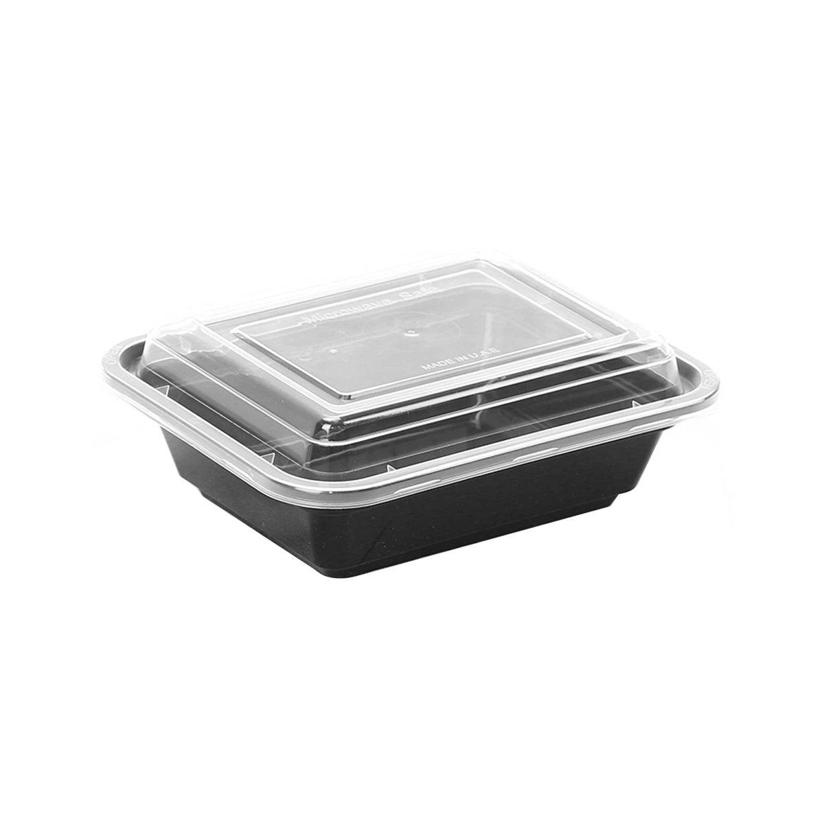 CONTENEDOR RECTANGULAR PP BASE NEGRA PARA MICROONDAS 12OZ+TAPA 5PCS