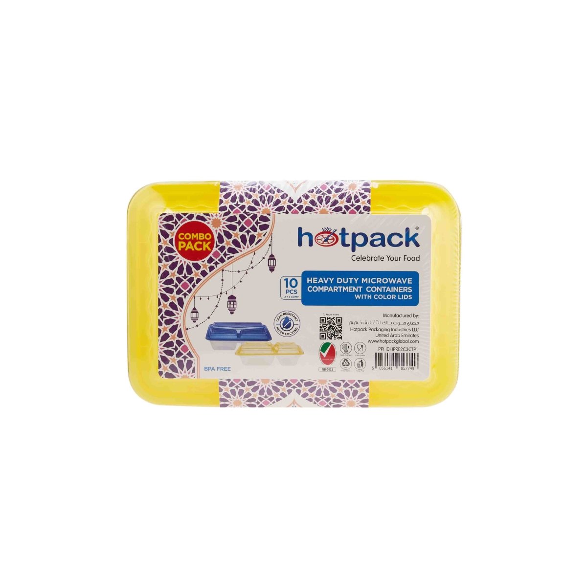 CONTENEDOR RESISTENTE PARA MICROONDAS 2COMP+3COMP TAPAS DE COLORES 5PCS