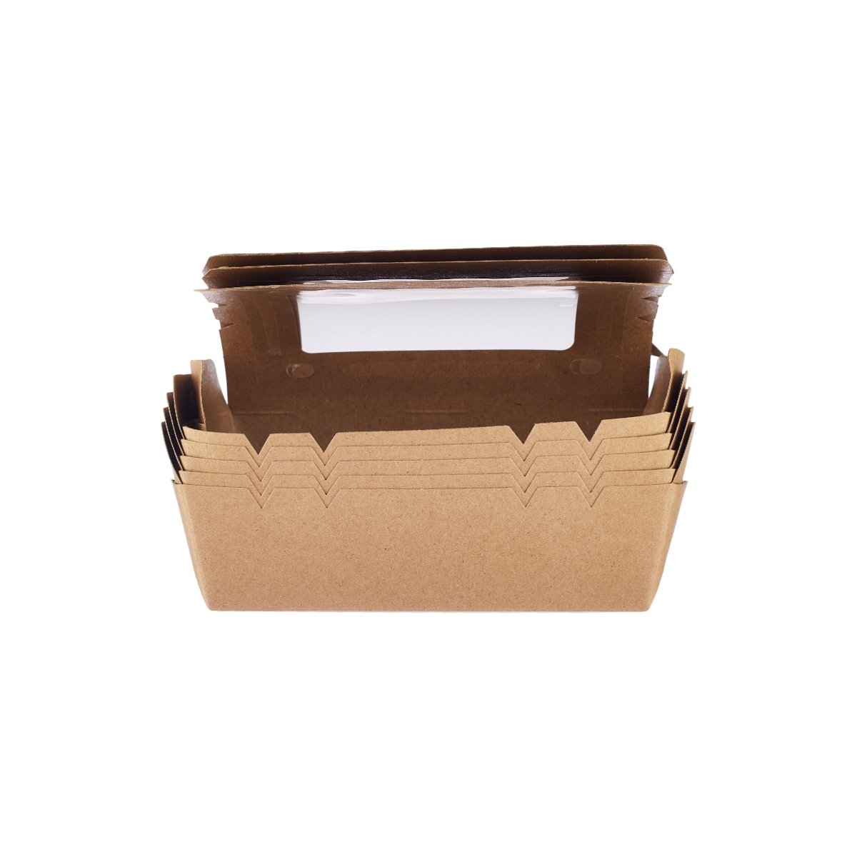 HOTPACK CAJA DE ALMUERZO KRAFT PE CON VENTANA KLBW150 5PCS