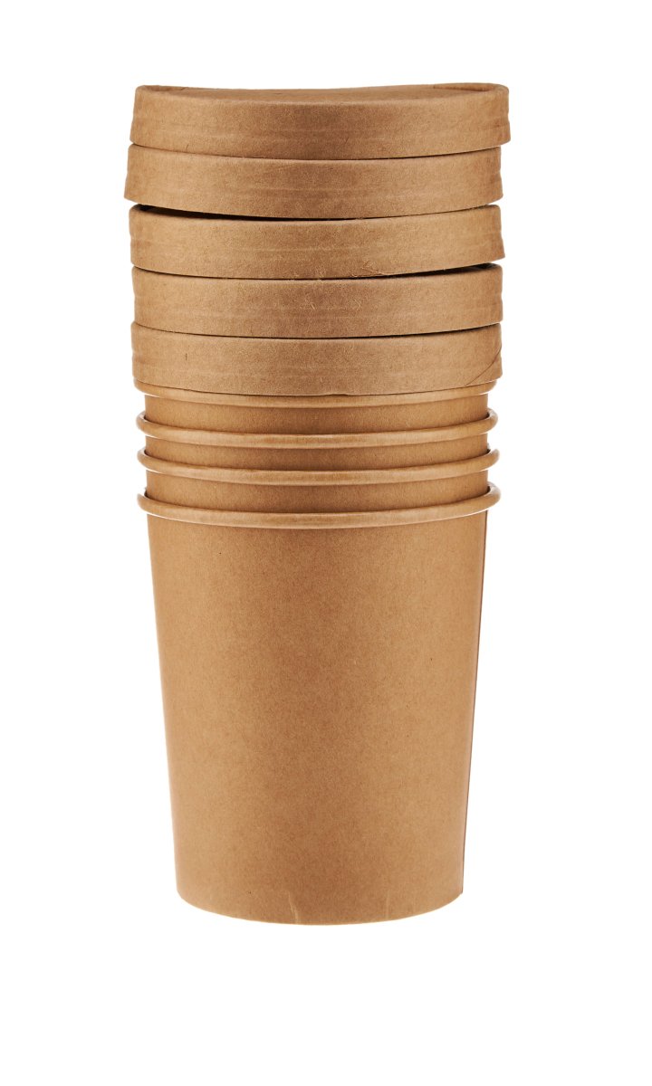 HOTPACK CUENCO DE FIDEOS DE PAPEL KRAFT MARRÓN 32 OZ + TAPAS 5PCS