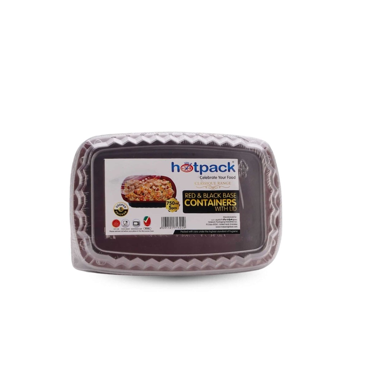 CONTENEDOR PP ROJO Y NEGRO RB750+TAPAS 5PCS