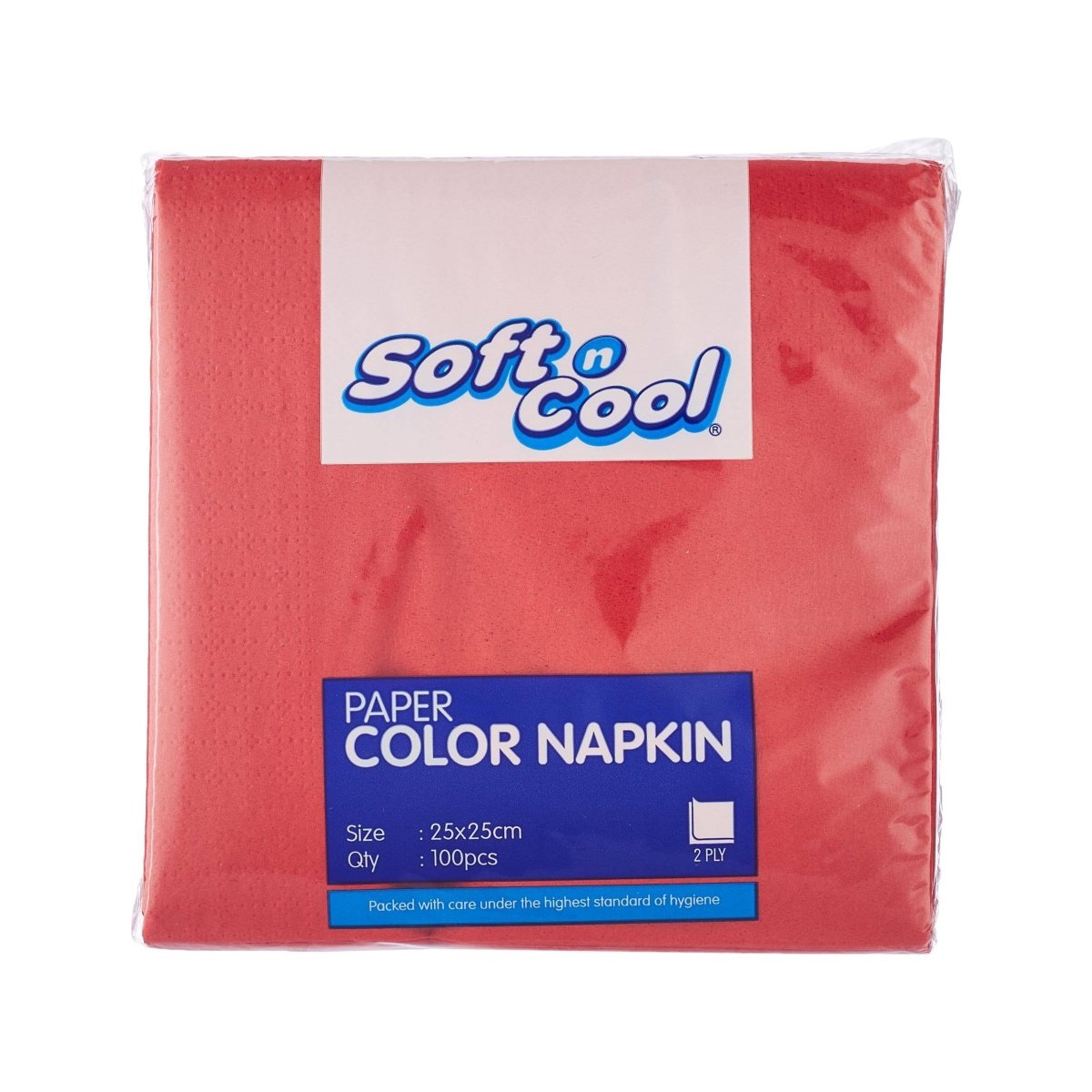SERVILLETAS ROJAS SOFT N COOL 23X23CM 100PCS