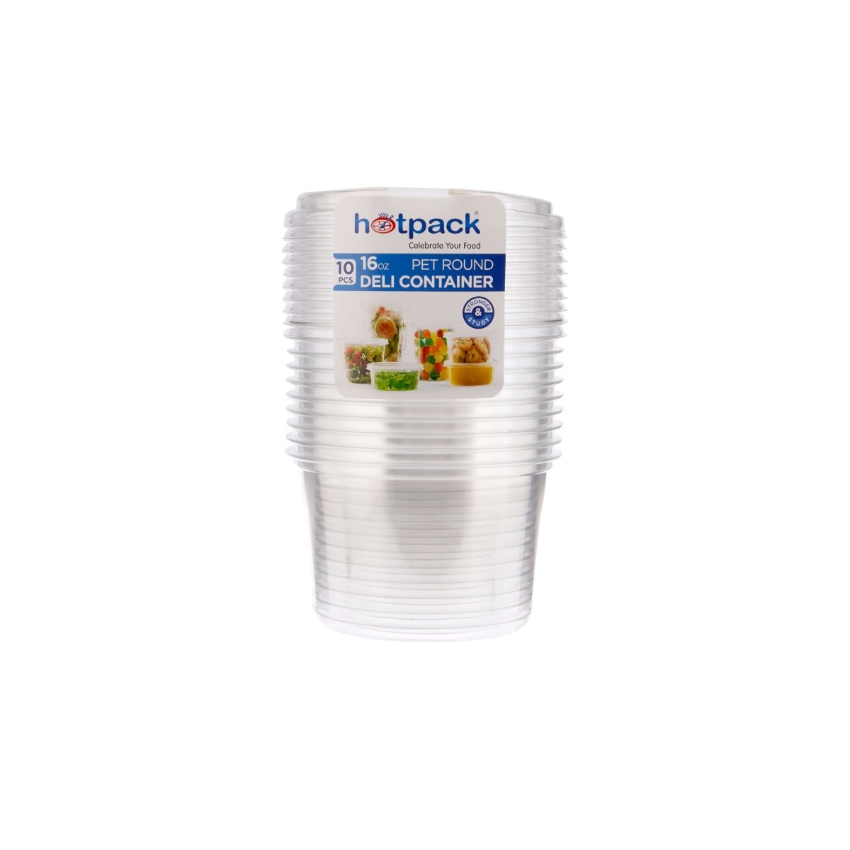 CONTENEDOR REDONDO DELI 16OZ PET+TAPAS PLANAS 10PCS