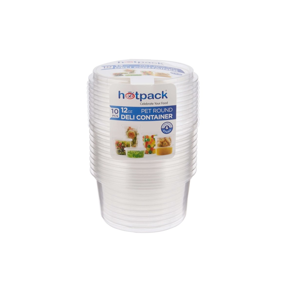 CONTENEDOR REDONDO DELI 12OZ PET+TAPAS PLANAS 10PCS