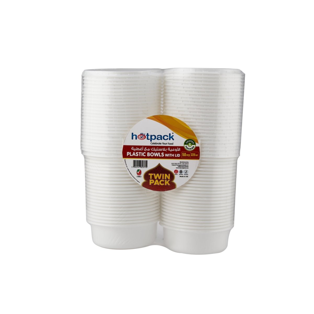 HOTPACK BOL DE PLÁSTICO + TAPAS 225ML 2X25