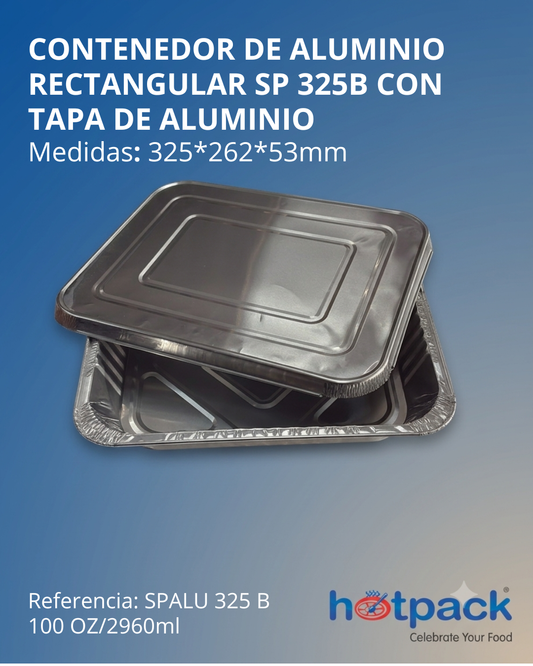BANDEJA DE ALUMINIO + TAPA ALUMINIO - 100OZ