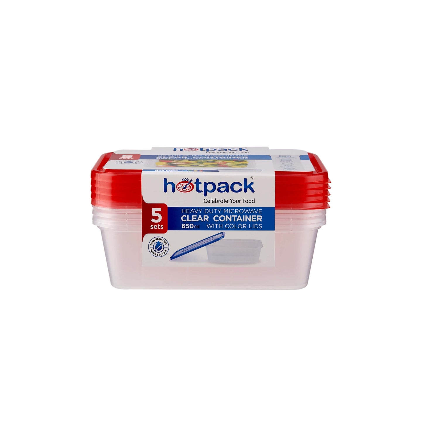 CONTENEDOR RECTANGULAR MICROONDAS 750CC+TAPAS 5PCS