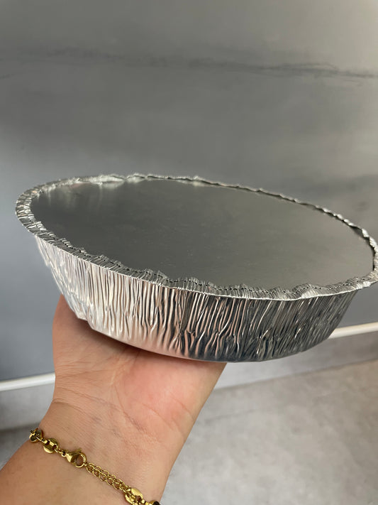 BOWL REDONDO DE ALUMINIO + TAPA DE CARTÓN - 22 x 4cms