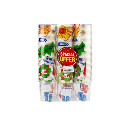 VASOS DE PAPEL 6OZ 50PCS PAQUETE DE 150PCS