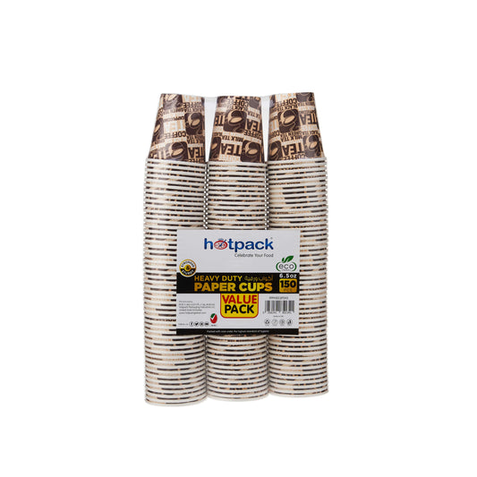 HOTPACK VASOS DE PAPEL RESISTENTES 6.5OZ 150PCS