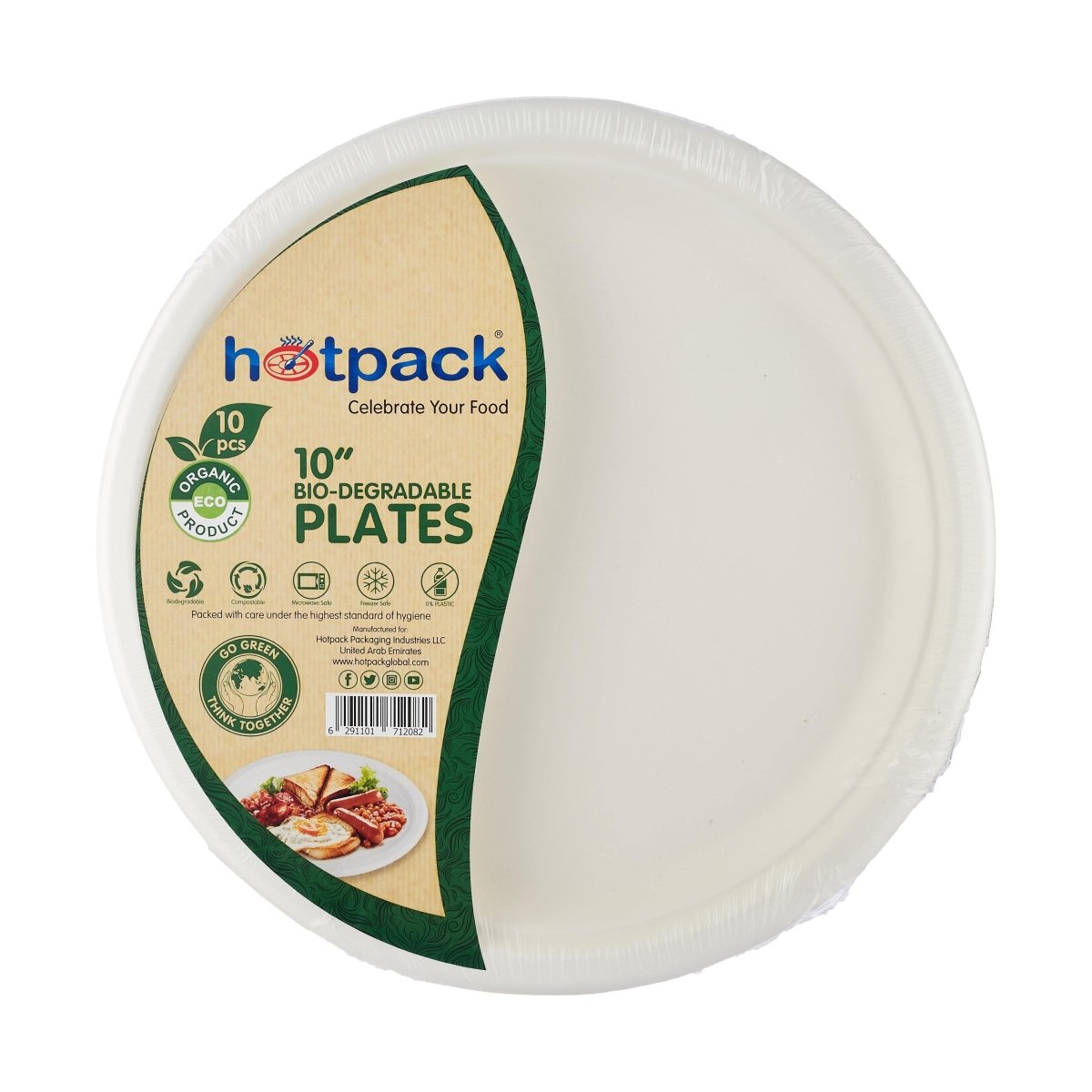 PLATO DE PAPEL BIODEGRADABLE DE 10" 10PCS