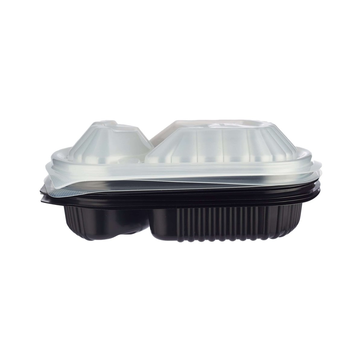 HOTPACK CONTENEDOR NEGRO PP MICROONDABLE DE 2 COMPARTIMENTOS BBMW2 + TAPAS 5 SETS