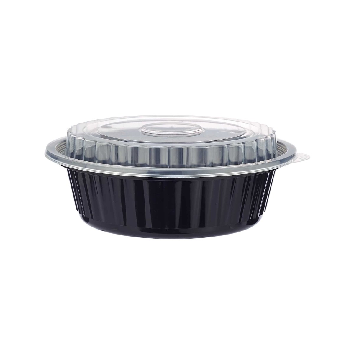 BOWL REDONDO NEGRO PEQUEÑO CON TAPA TRANSPARENTE (8311) 16OZ