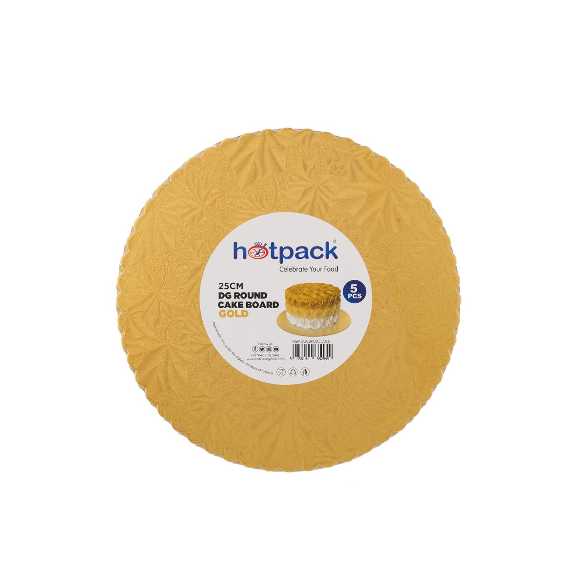 TABLA PARA PASTELES REDONDA DG 25CM DORADA 5PCS