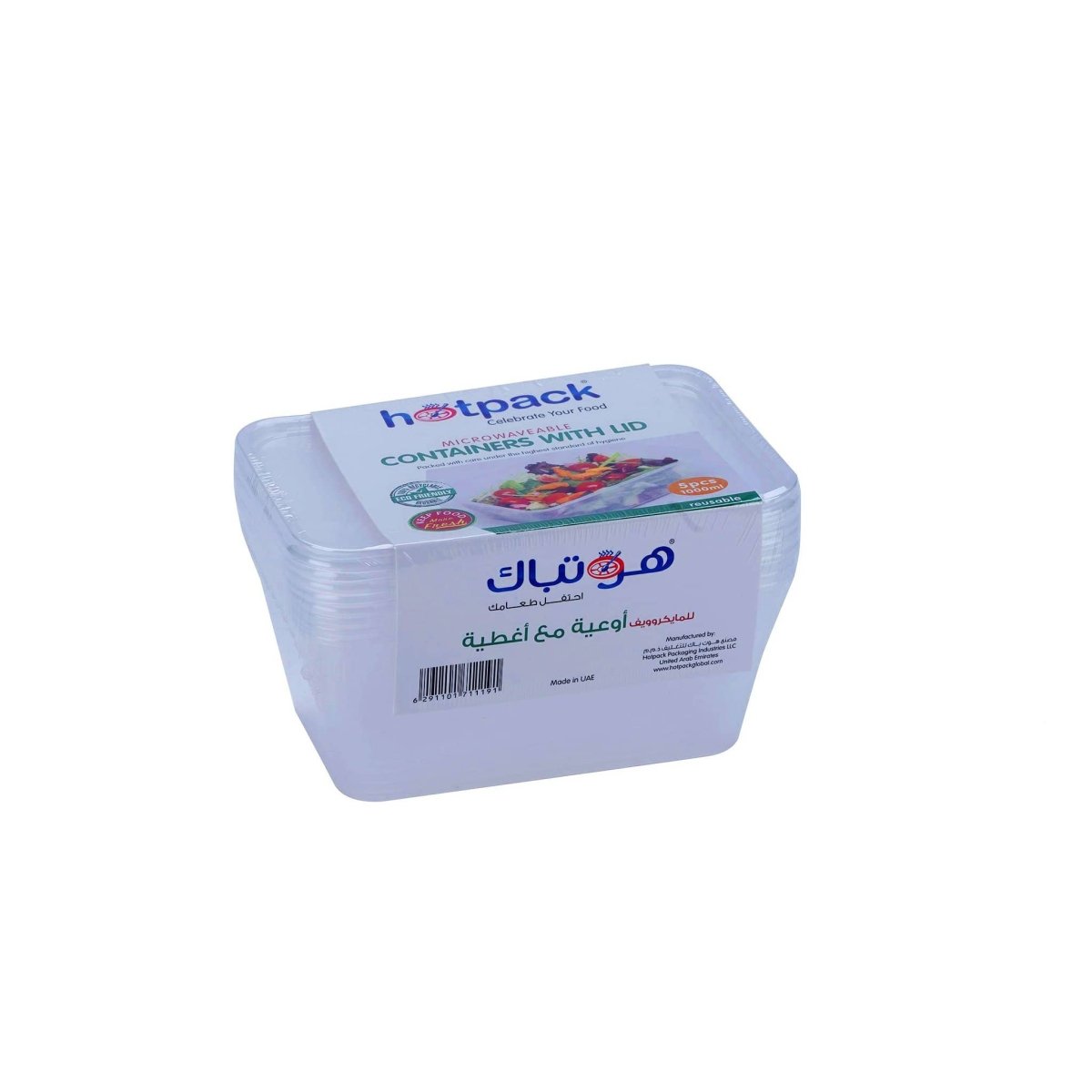 CONTENEDOR RECTANGULAR MICROONDAS 400CC+TAPAS 5PCS