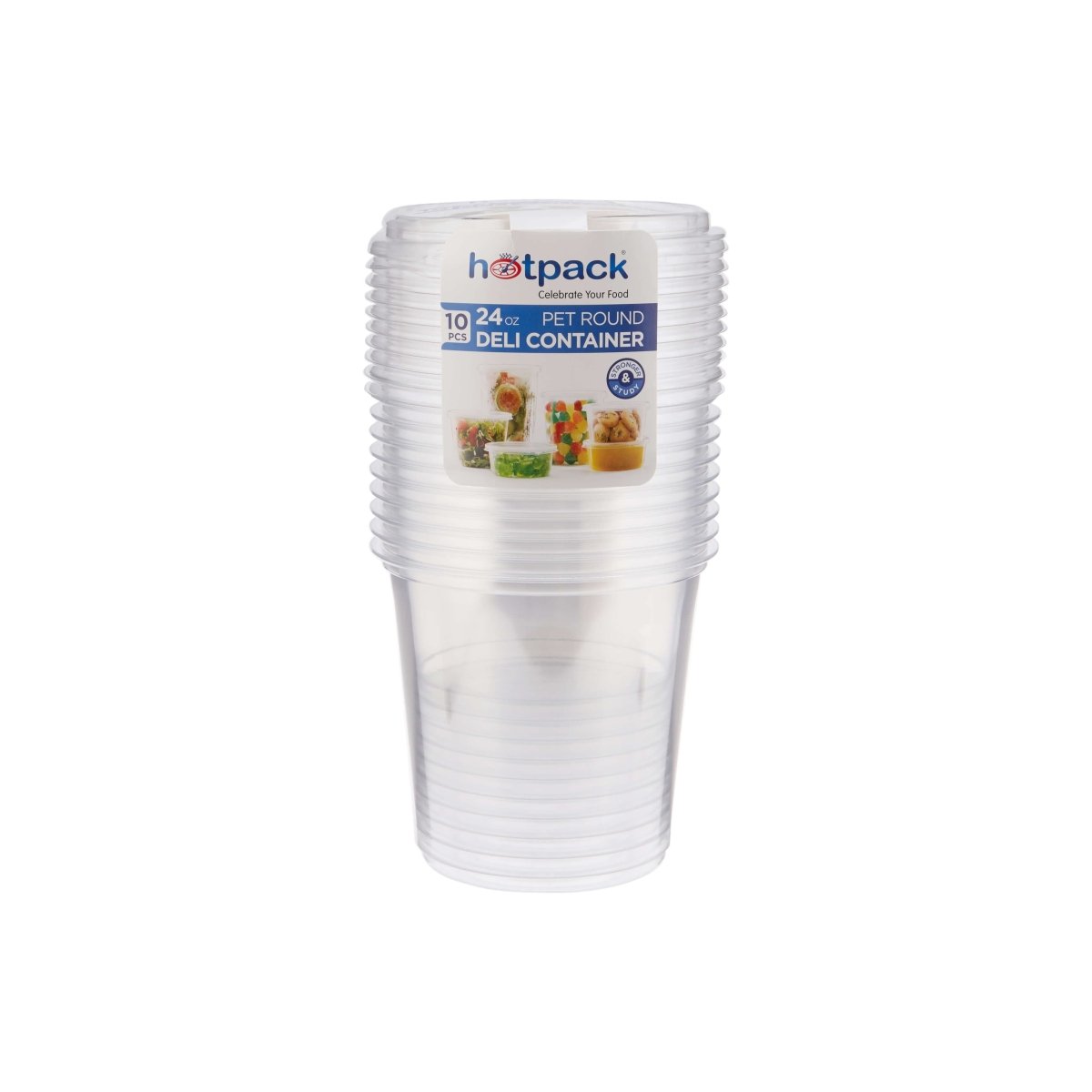 CONTENEDOR REDONDO DELI 24OZ PET+TAPAS PLANAS 10PCS