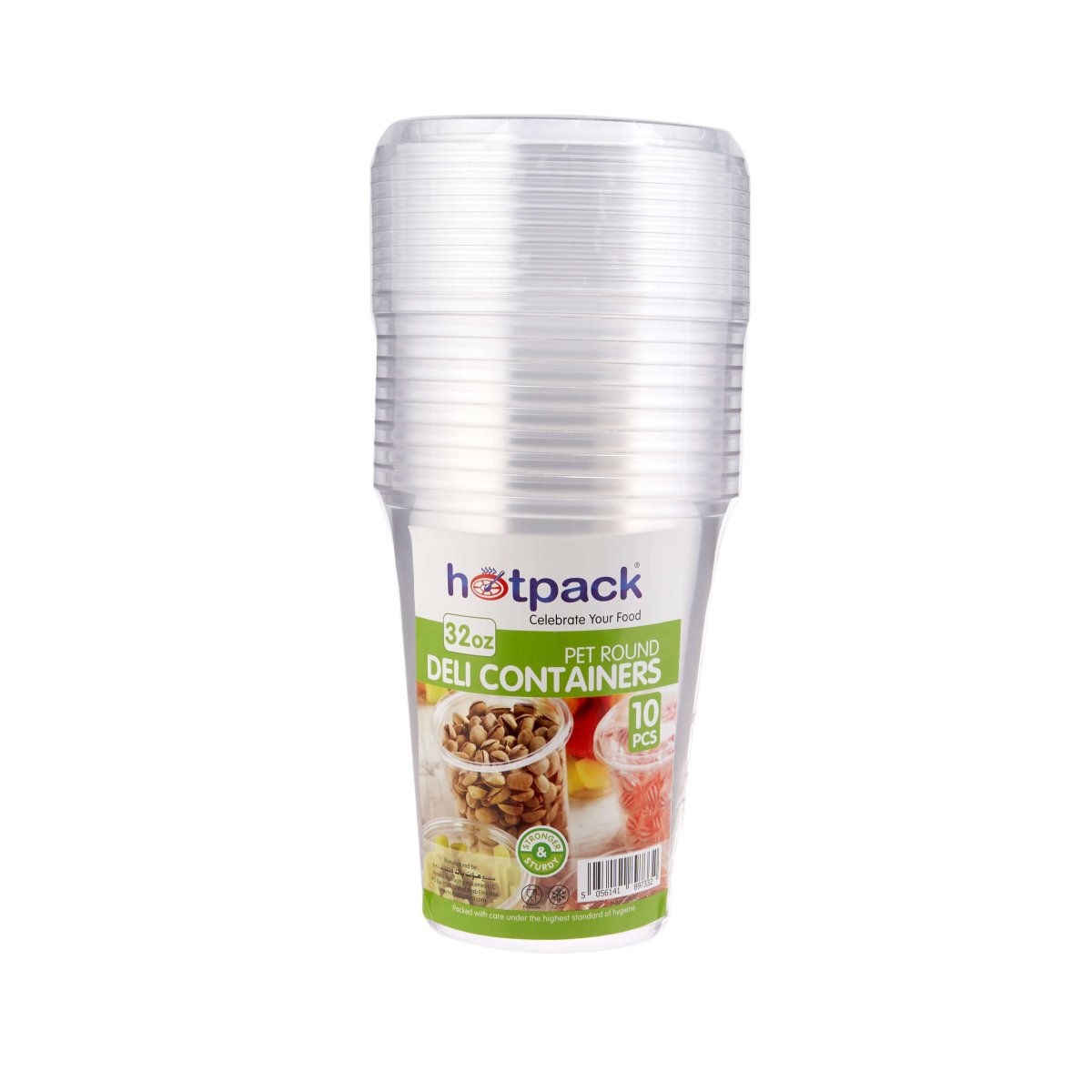 CONTENEDOR REDONDO DELI 32OZ PET+TAPAS PLANAS 10PCS