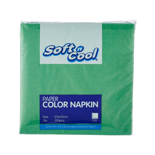 SERVILLETAS VERDES SOFT N COOL 25X25CM 100PCS