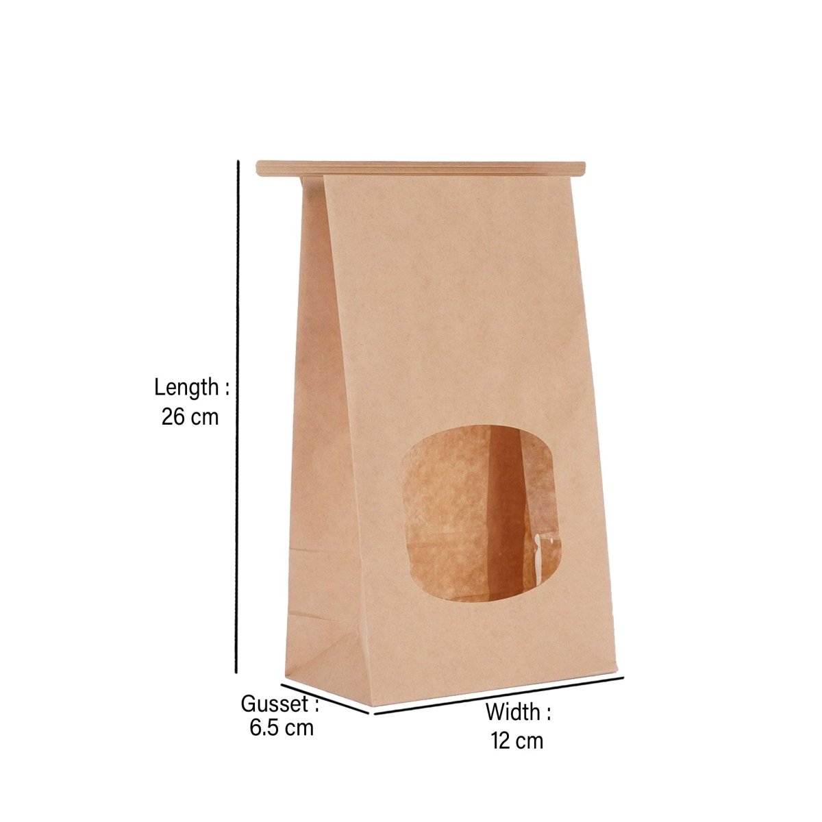 HOTPACK BOLSA GRANDE CON VENTANA TIN TIE BROWN 5PCS