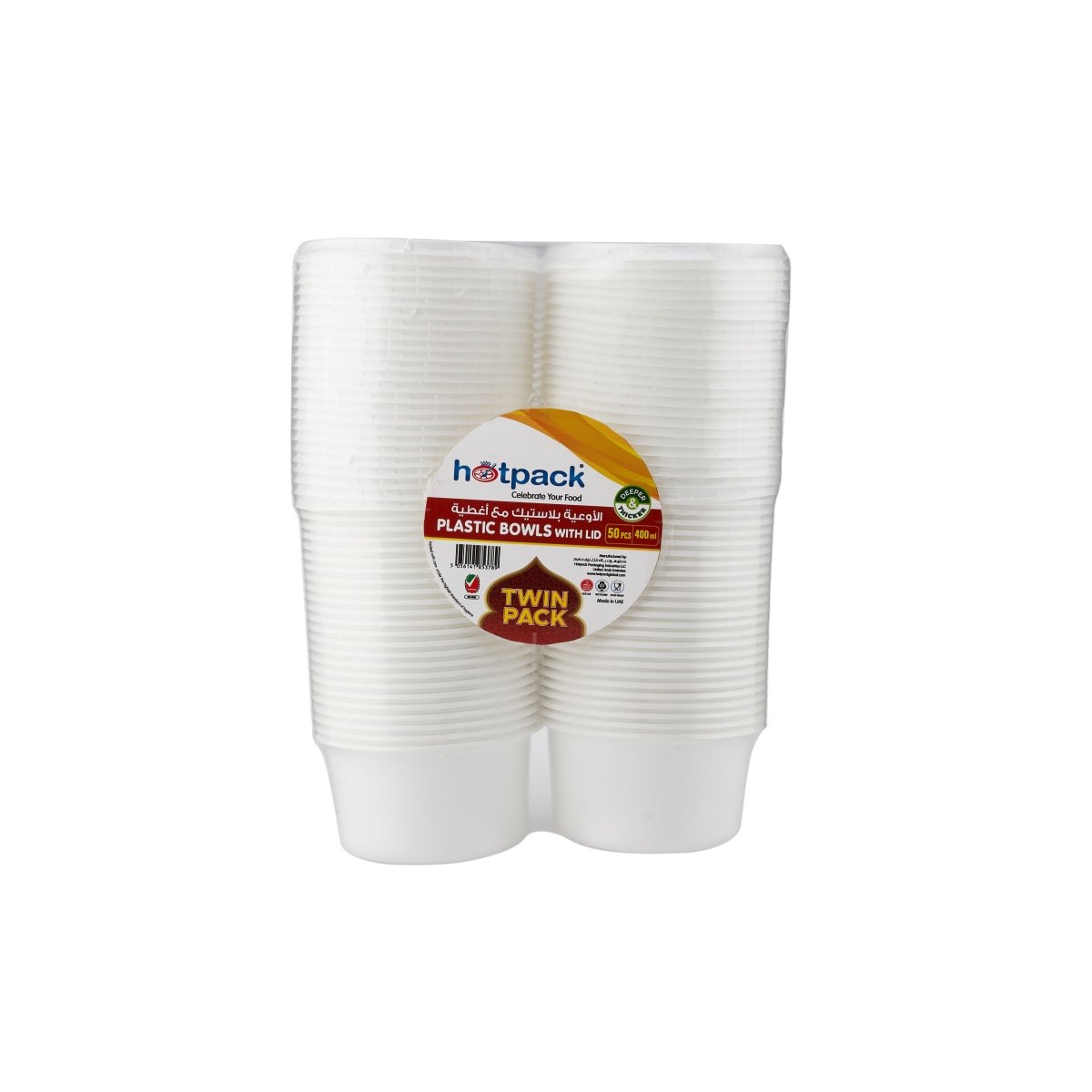 HOTPACK BOL DE PLÁSTICO + TAPAS 400ML 2X25