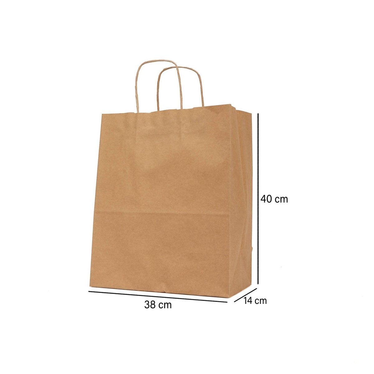 BOLSA DE PAPEL MARRÓN CON ASA RETORCIDA 38X14X40CM